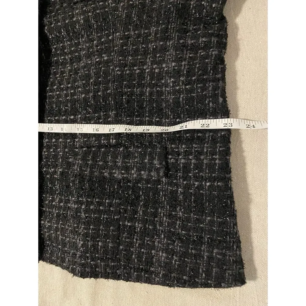 Simply Vera Vera Wang Dark Blazer Womens Size 2XL Black Tweed Office Academia